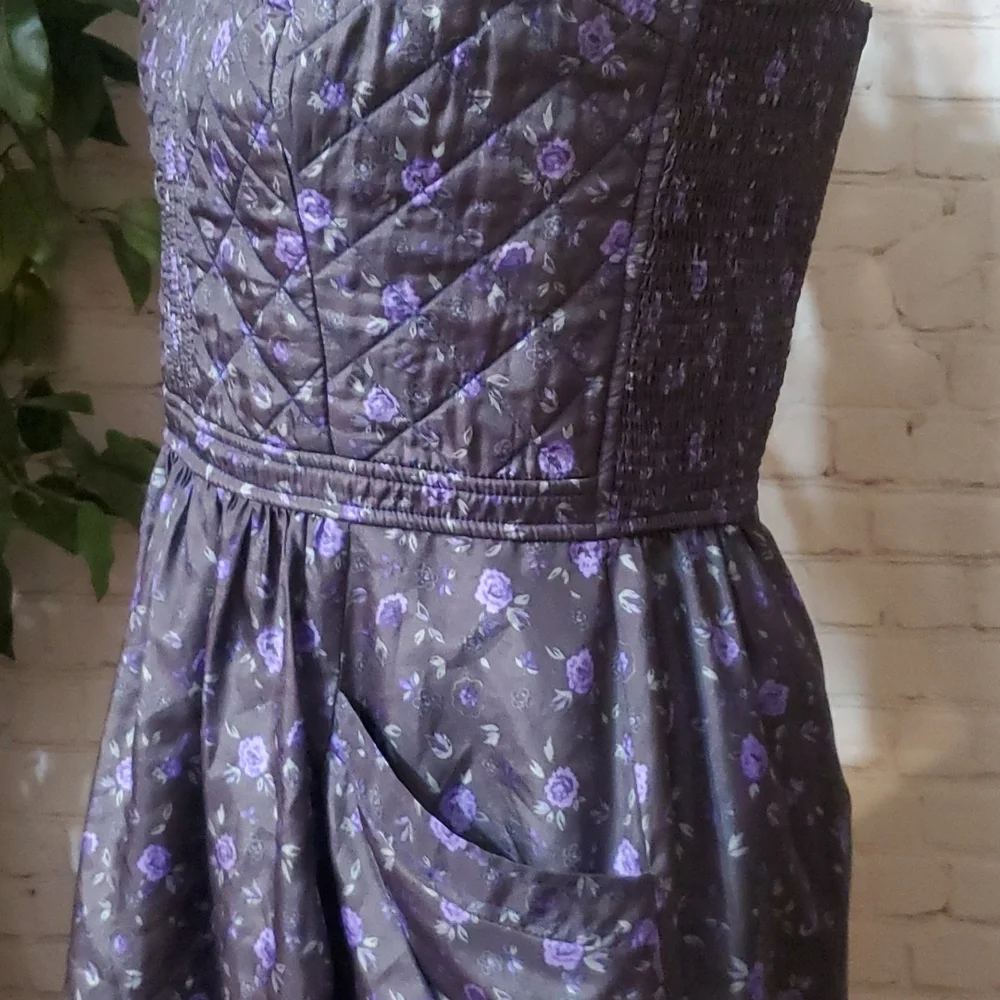 Rebecca Taylor 100% Silk Quilted Floral Dress 12 - Picture 8 of 11